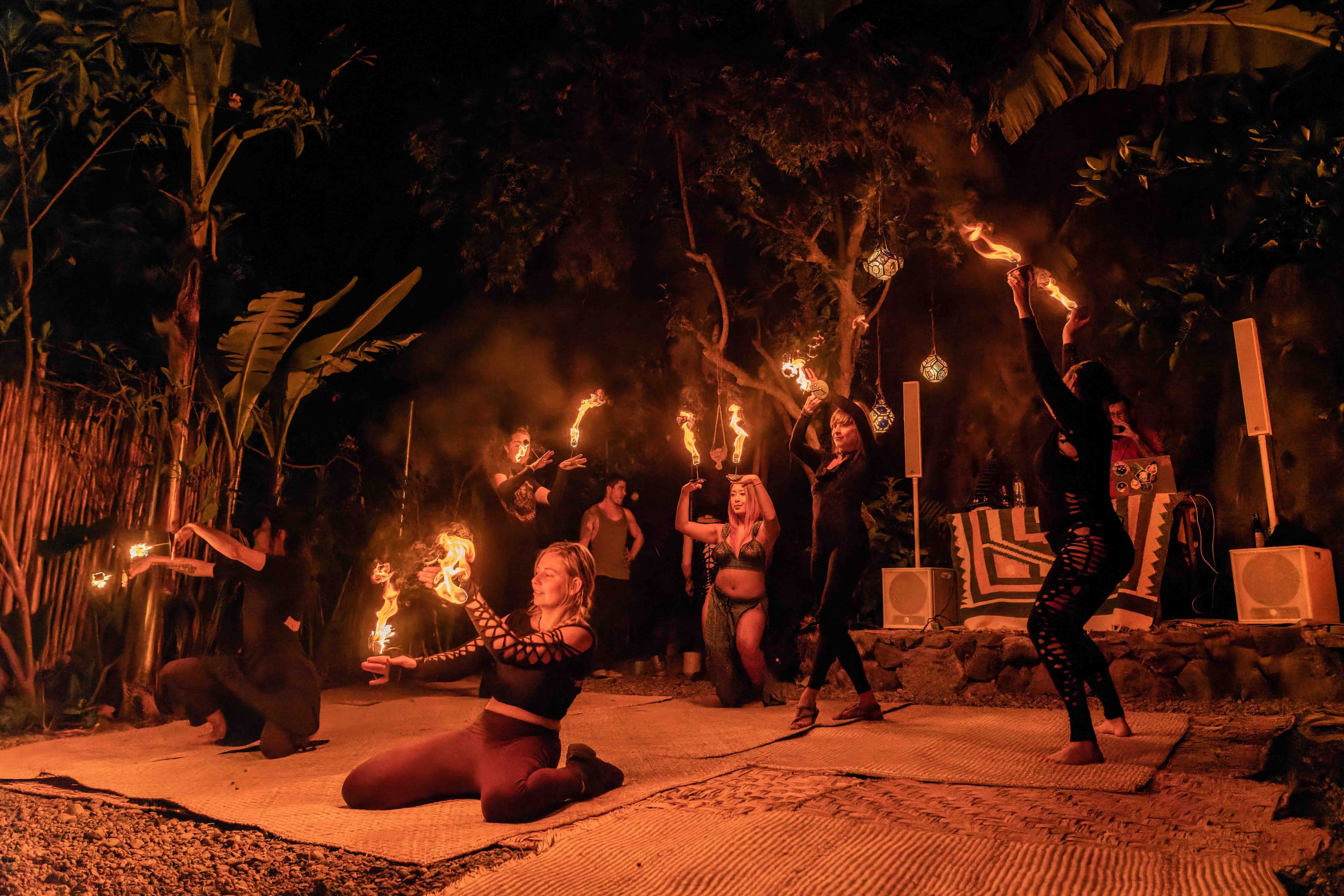Collective fire evening around a brazier